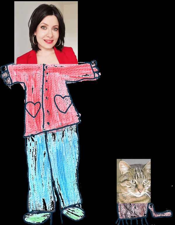 Dessin de Céline et du chat Canaille